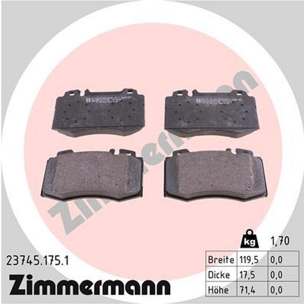 Zimmermann Brake Pad Set, 23745.175.1 23745.175.1